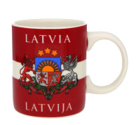 Latvijas porcelāna krūze ar karogu un ģerboni